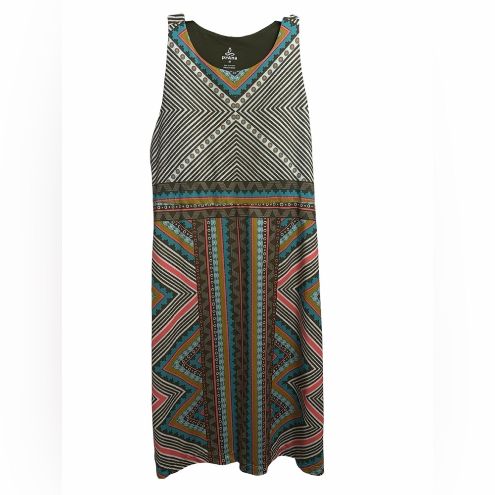 Prana Green and Blue Geometric Mini Dress